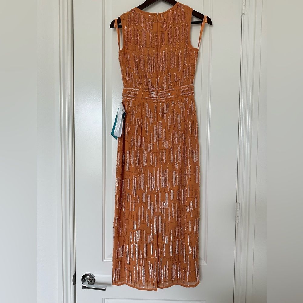 Mac Duggal | 70264 Abstract Beaded Sleeveless Midi Sheath Dress Size 2 NEW - Picture 7 of 12